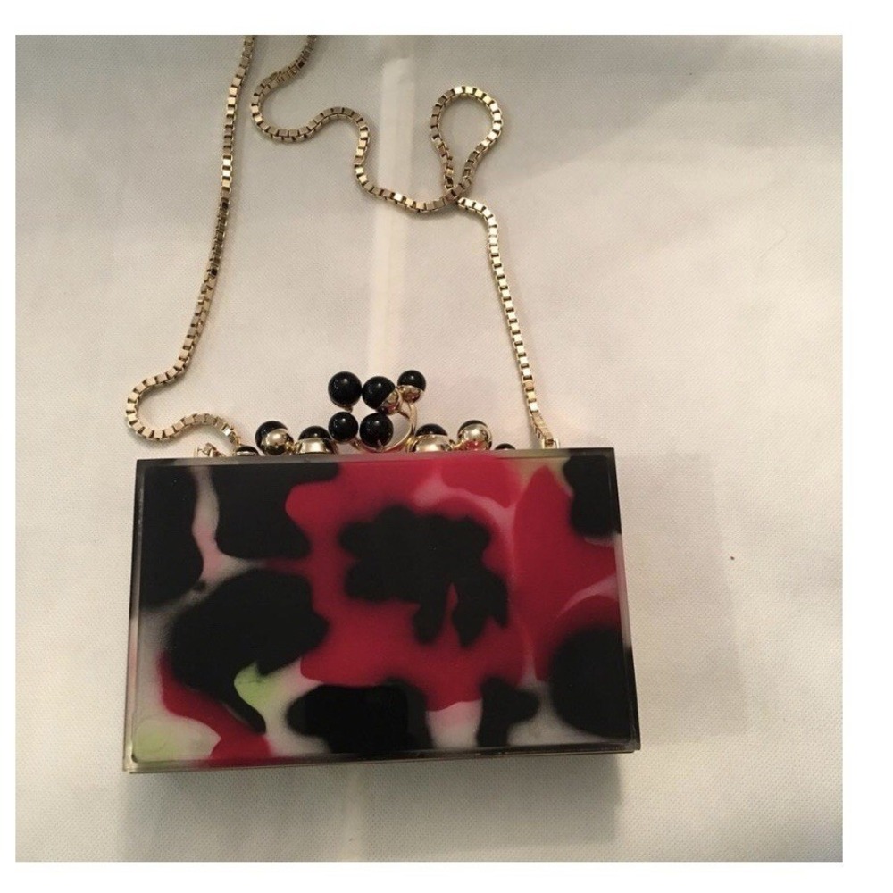Elie Saab Multicolored Flower Print Acrylic Box Clutch Bag $2198 - Picture 6 of 9